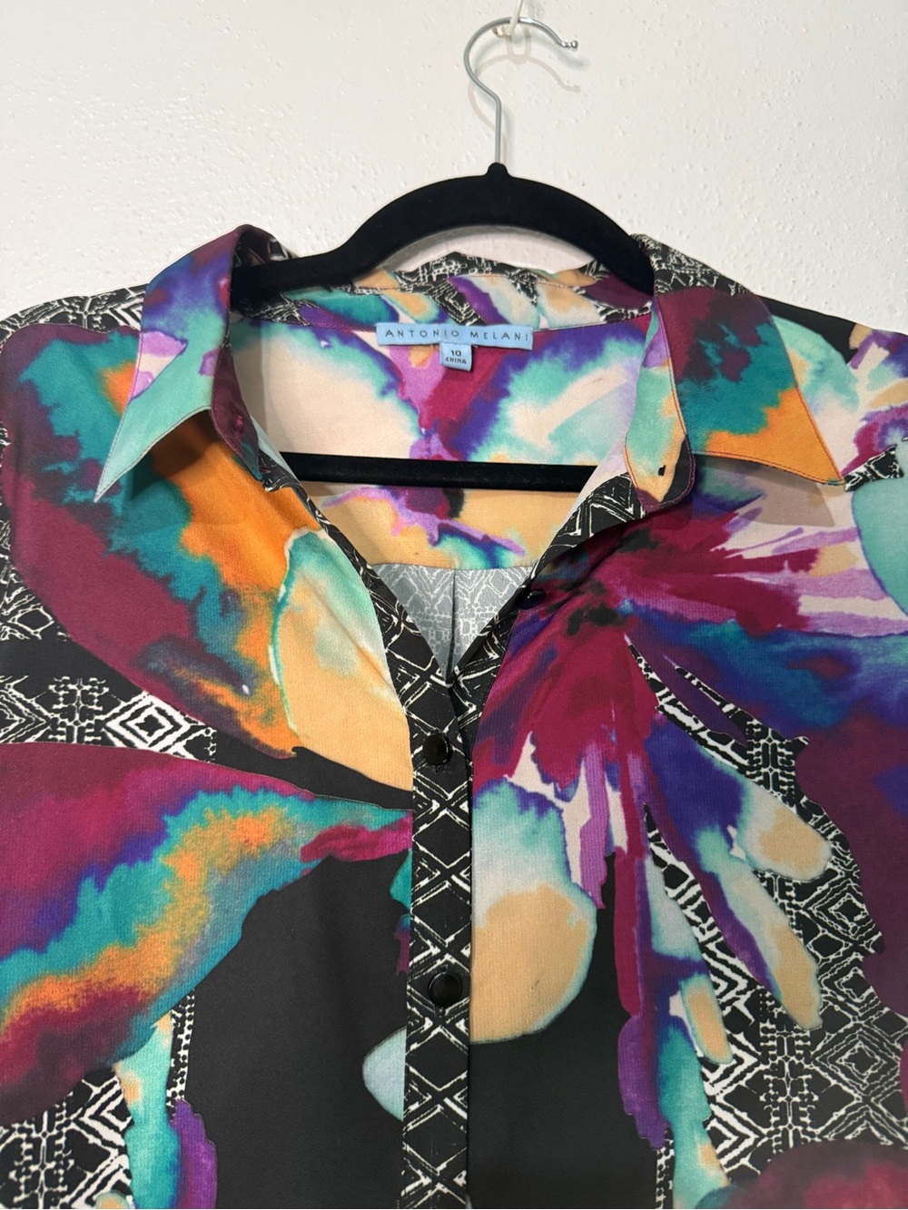 Antonio Melani Vibrant Floral Button-Front Tunic Dress. Sz 10. - Picture 2 of 10